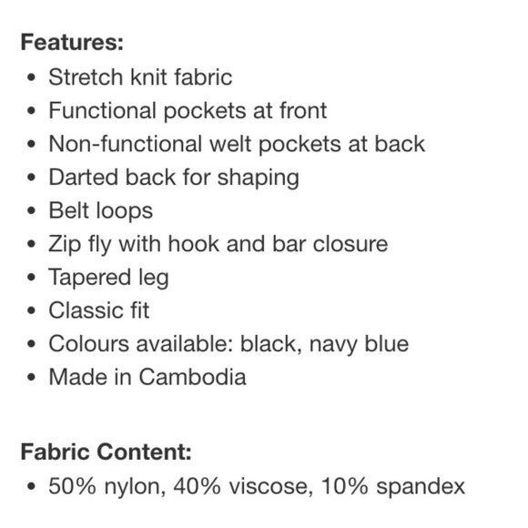 Talbots Dress Pants Womens 12 32x30 Black Nylon Tapered Office Trousers - Picture 15 of 15